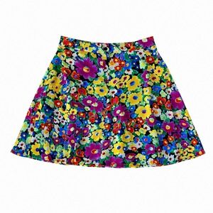 NWT Lili Sidonio Sofia Vibrant multicolore Floral Mini Skirt A-line Chiffon M